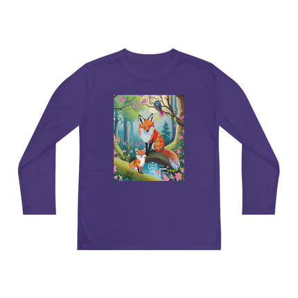 Mischievous Fox Youth Long Sleeve Competitor Tee – Woodland Fun & Storybook Adventure