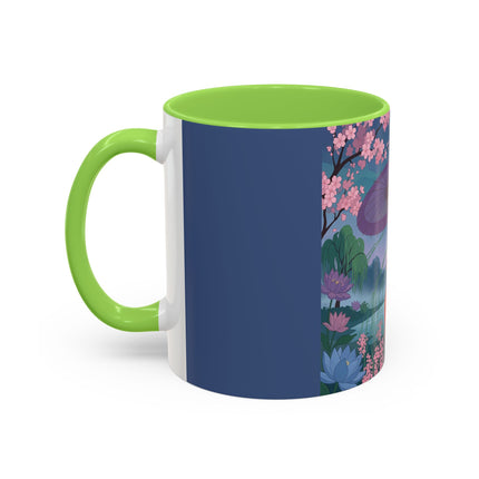 The Lady Of The Cherry Blossoms Colorful Mugs – Art Deco Spring Elegance