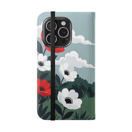 🌺🎩 The Ladies Of The Scarlet Garden Flip Case – Art Deco Floral Adventure