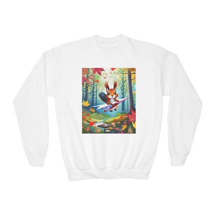 Acorn Aviator Youth Crewneck Sweatshirt – Woodland Flight & Playful Imagination