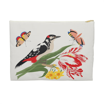 Woodpecker & Tulip Accessory Pouch – Vibrant Energy & Cheerful Charm