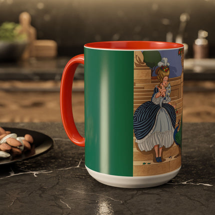 The Peacock's Admiration Colorful Mug (11oz, 15oz) – Rococo Elegance, Peacock Beauty & Garden Charm