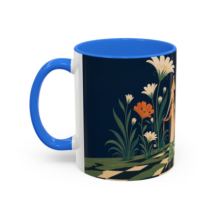 🌼🧡 The Midnight Floral Masquerade Colorful Mug – Art Deco Fashion Fantasy