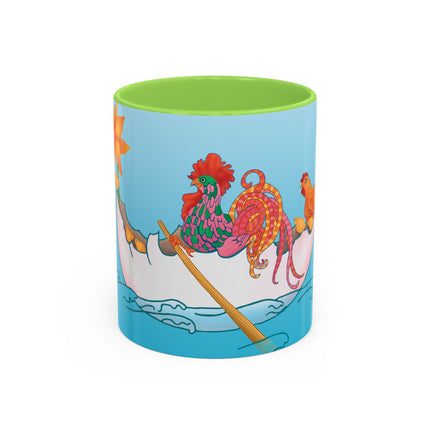 A Rooster's Seafaring Adventure Colorful Mugs, 11oz