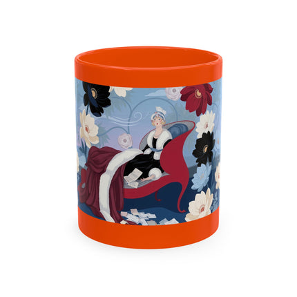 💌🌺 The Lady Of The Scattered Love Letters Ceramic Mug – Art Deco Romantic Elegance