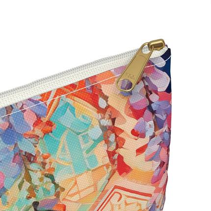 Golden Wisteria Symphony Accessory Pouch – Klimt Inspired Floral Art Design