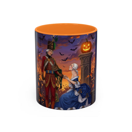 🎃💙 The Pumpkin Lantern Courtship Colorful Mug – Romantic Halloween Elegance