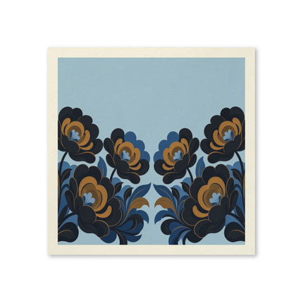 💙🖤 The Midnight Gilded Blossom Napkins – Art Deco Botanical Elegance