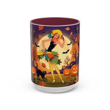 🌕🍂 Autumn Song Beneath The Harvest Moon Colorful Mug – Whimsical Halloween Charm