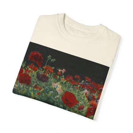 Poppies (A Study of Poppies for Carnation, Lily, Lily, Rose) by John Singer Sargent Unisex Garment-Dyed T-shirt
