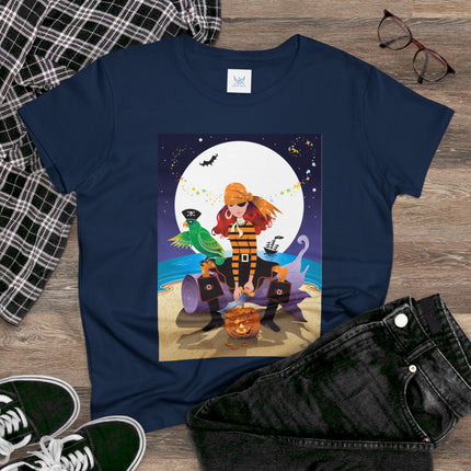 Moonlit Pirate Halloween Women's Midweight Cotton Tee