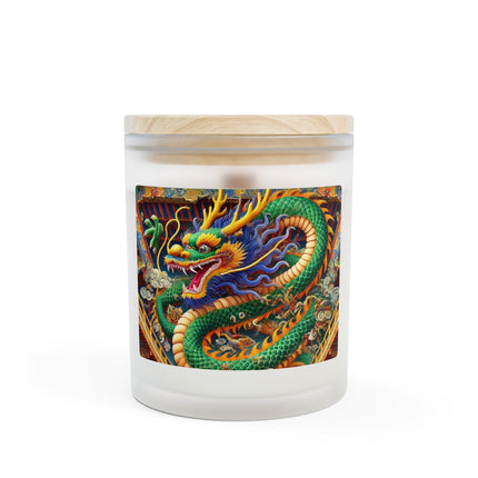 Tibetan Dragon Above Kabuki Stage Frosted Candle