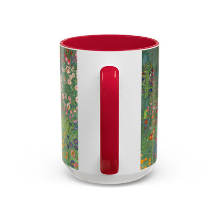 Farm Garden with Sunflowers by Gustav Klimt Colorful Mugs (11oz, 15oz)