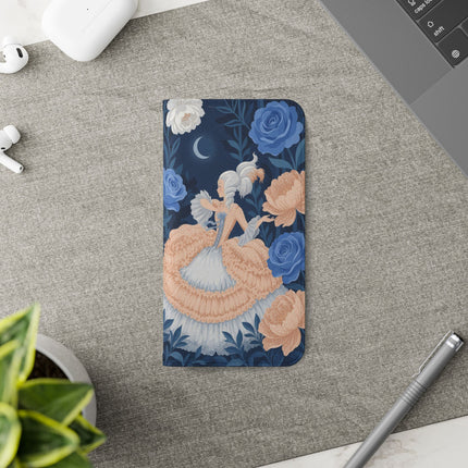 🌙🌸 The Lady Of The Moonlit Flowers Flip Case – Art Deco Floral Reverie