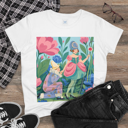 🌸🎭 The Garden Masquerade Cotton Tee – Art Deco Floral Whimsy