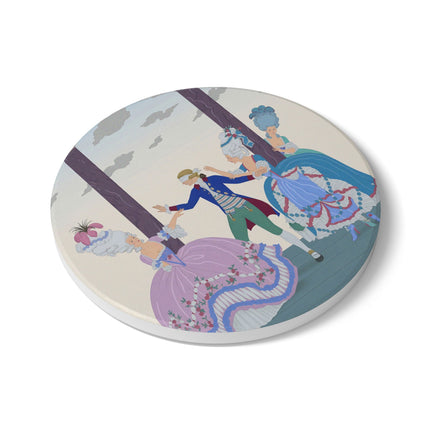 🎭🌸 Blindman’s Bluff Ceramic Coaster – Rococo Courtship Whimsy