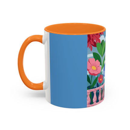 The Lady Of The Blossoming Terrace Colorful Mugs – Art Deco Floral Garden Elegance