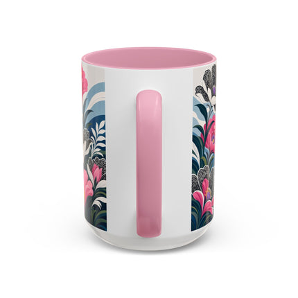 🌸🎀 The Pink Lace Garden Promenade Colorful Mug – Art Deco Fashion Elegance