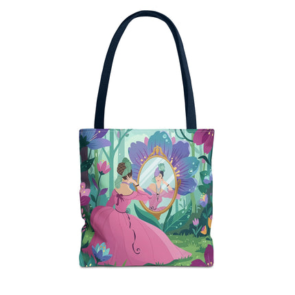 🌸🪞 The Lady Of The Enchanted Garden Mirror Tote Bag – Art Deco Floral Fantasy