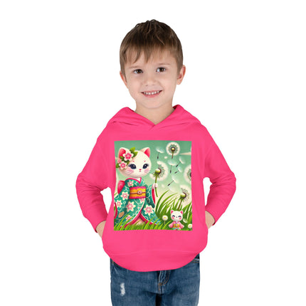 Geisha Kitten and the Dandelion Wish Toddler Pullover Fleece Hoodie