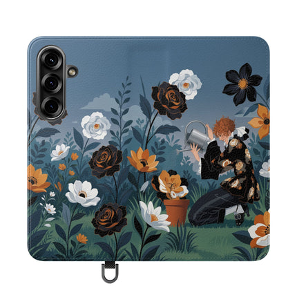 🌹💧 The Midnight Garden Keeper Flip Case – Art Deco Floral Fantasy