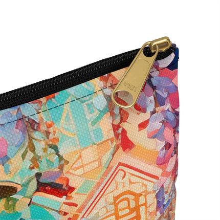 Golden Wisteria Symphony Accessory Pouch – Klimt Inspired Floral Art Design