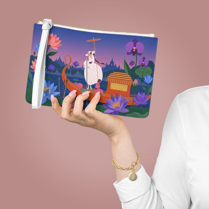 🪷🛶 The Lady Of The Lotus Lake Clutch Bag – Art Deco Garden Voyage