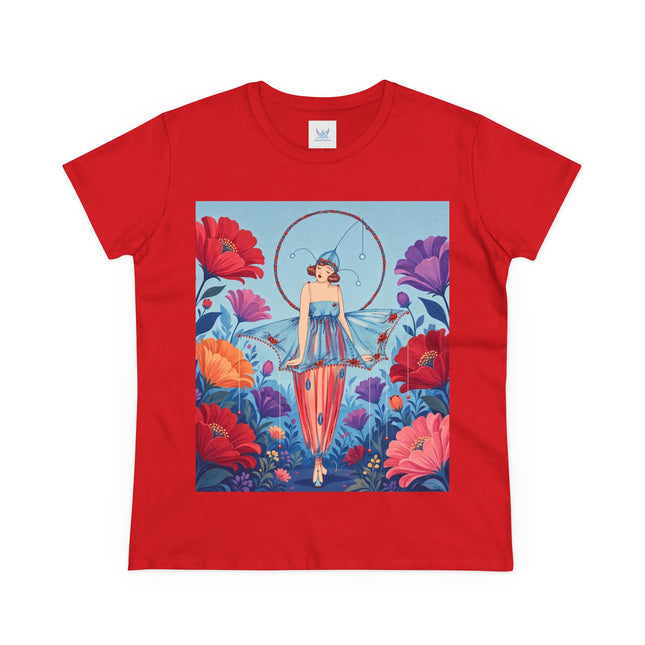 🎪🌺 The Flower Garden Harlequin Cotton Tee – Art Deco Fashion Whimsy