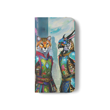🐆🦜 Cybernetic Duets Flip Case – Neon Elegance & Digital Harmony