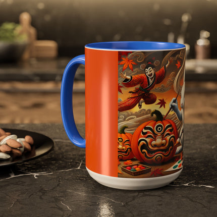 Halloween Rabbit’s Kabuki Jack-o’-Lanterns Colorful Mugs (11oz, 15oz)