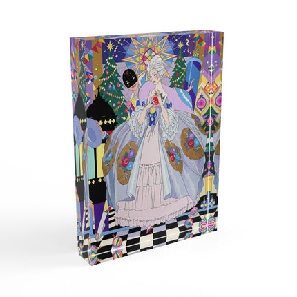 🎄✨ The Lady Of The Christmas Ornament Acrylic Art Block – Art Deco Holiday Fantasy