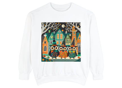Night of the Trick-or-Treating Owlets Unisex Garment-Dyed Sweatshirt