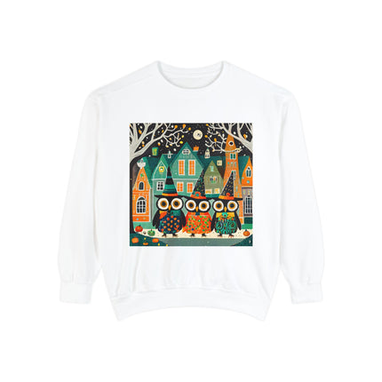 Night of the Trick-or-Treating Owlets Unisex Garment-Dyed Sweatshirt