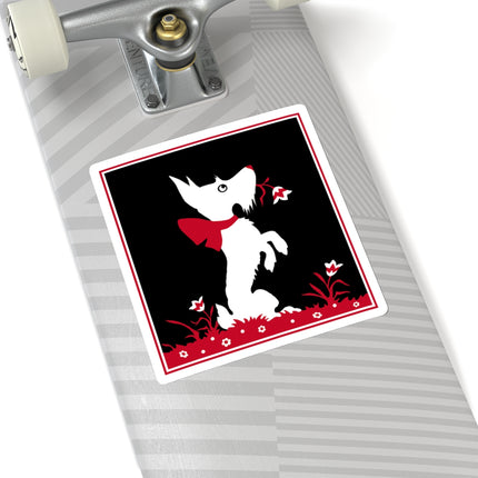 The Enchanting White Terrier with a Red Bow Kiss-Cut Stickers (4 Sizes)