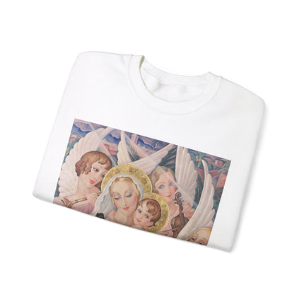 Madonna with Child Surrounded by Musical Angels by Gerda Wegener Heavy Blend™ Crewneck Sweatshirt