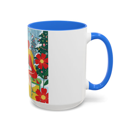 ☕🎄 Christmas Tea In The Snow Garden Colorful Mug – Art Deco Holiday Friendship
