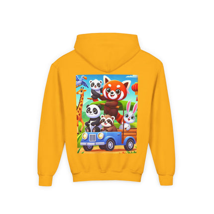 Safari Friends on the Move Youth Hooded Sweatshirt – Adventure, Friendship & Sunny Fun
