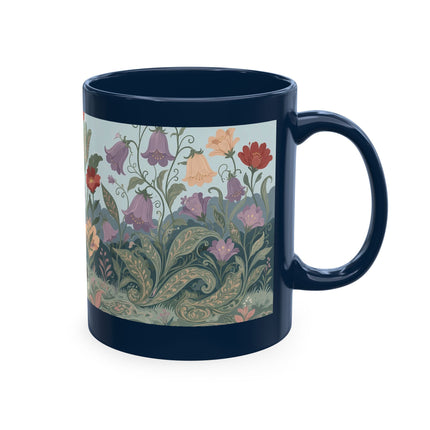 🐈🥾 The Lady & Puss In Boots In The Flower Garden Ceramic Mug – Art Deco Storybook Whimsy