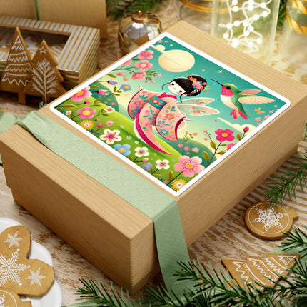 Geisha Fairy and the Hummingbird Blossom Kiss-Cut Stickers (4 Sizes)