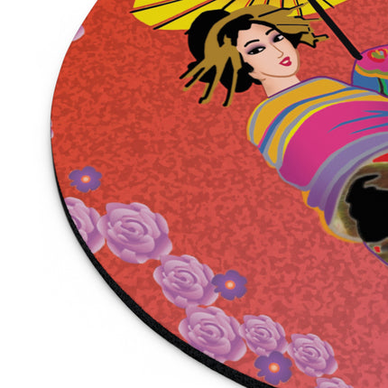 Enchanting Geisha Mouse Pad, Round and Rectangle