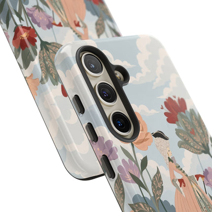 🌹🐈 The Lady And Puss In Boots Phone Case – Art Deco Floral Whimsy