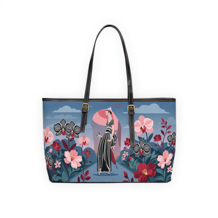 🌸🖤 The Striped Orchid Promenade Shoulder Bag – Art Deco Floral Fashion