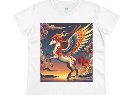 Flame-Winged Horse at Sunset Women's Midweight Cotton Tee