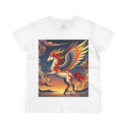 Flame-Winged Horse at Sunset Cotton Tee