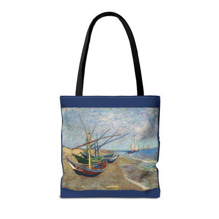 Fishing Boats on the Beach at Saintes-Maries by Vincent Van Gogh Tote Bag (AOP)