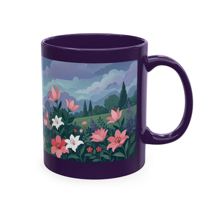 🌹💌 The Lady Blowing Kisses In The Rose Garden Ceramic Mug – Art Deco Floral Romance