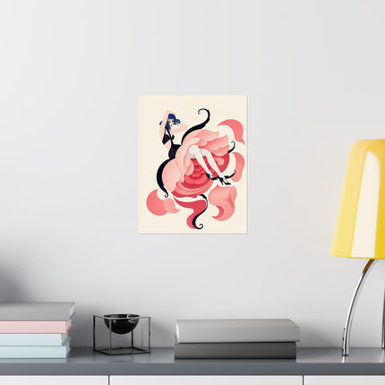 🌹🖤 The Lady Of The Midnight Rose Matte Vertical Poster – Art Deco Floral Fashion