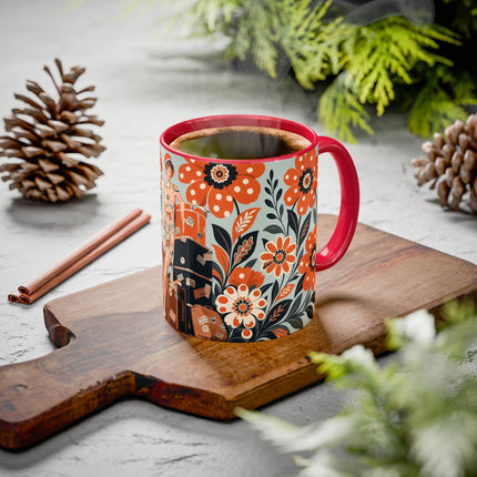 🧳🌼 The Grand Floral Voyage Colorful Mug – Art Deco Travel Elegance