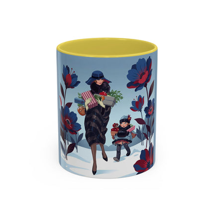 🎁🌺 The Christmas Gift Garden Stroll Colorful Mug – Art Deco Holiday Fantasy