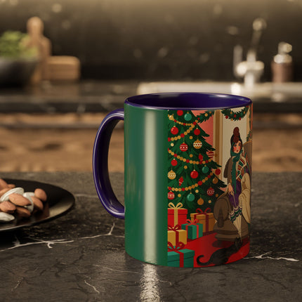 🖤🔥 The Lady Of The Christmas Hearth Colorful Mug – Art Deco Holiday Elegance